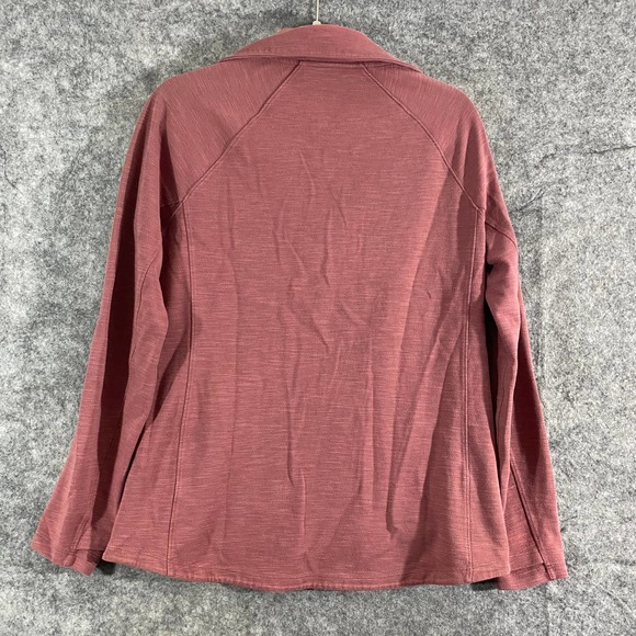 LL Bean Womens Jacket Medium Maroon Red Full Zip Long Sleeve Knit - Picture 2 of 9